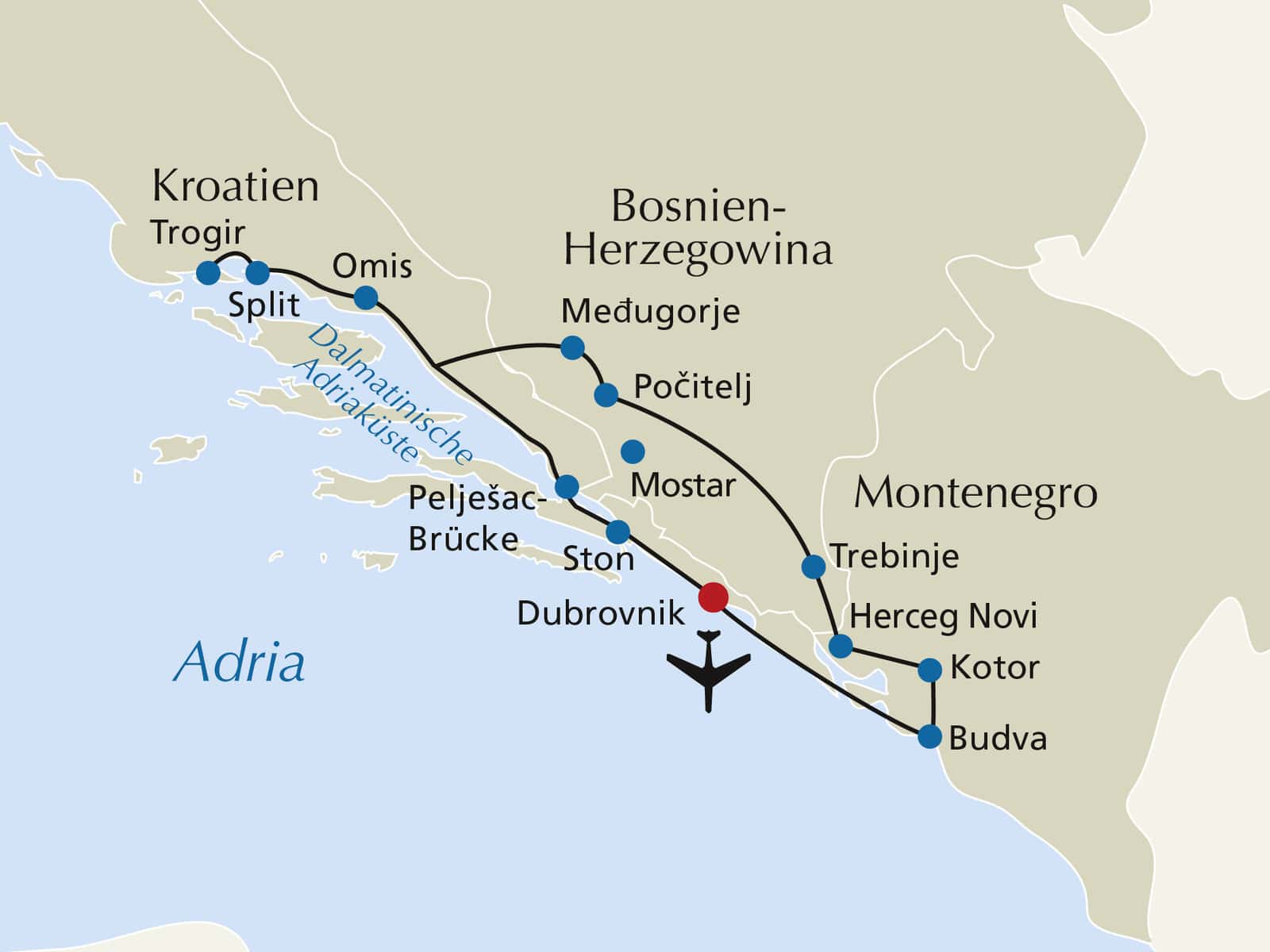Kroatien Reiseverlauf
